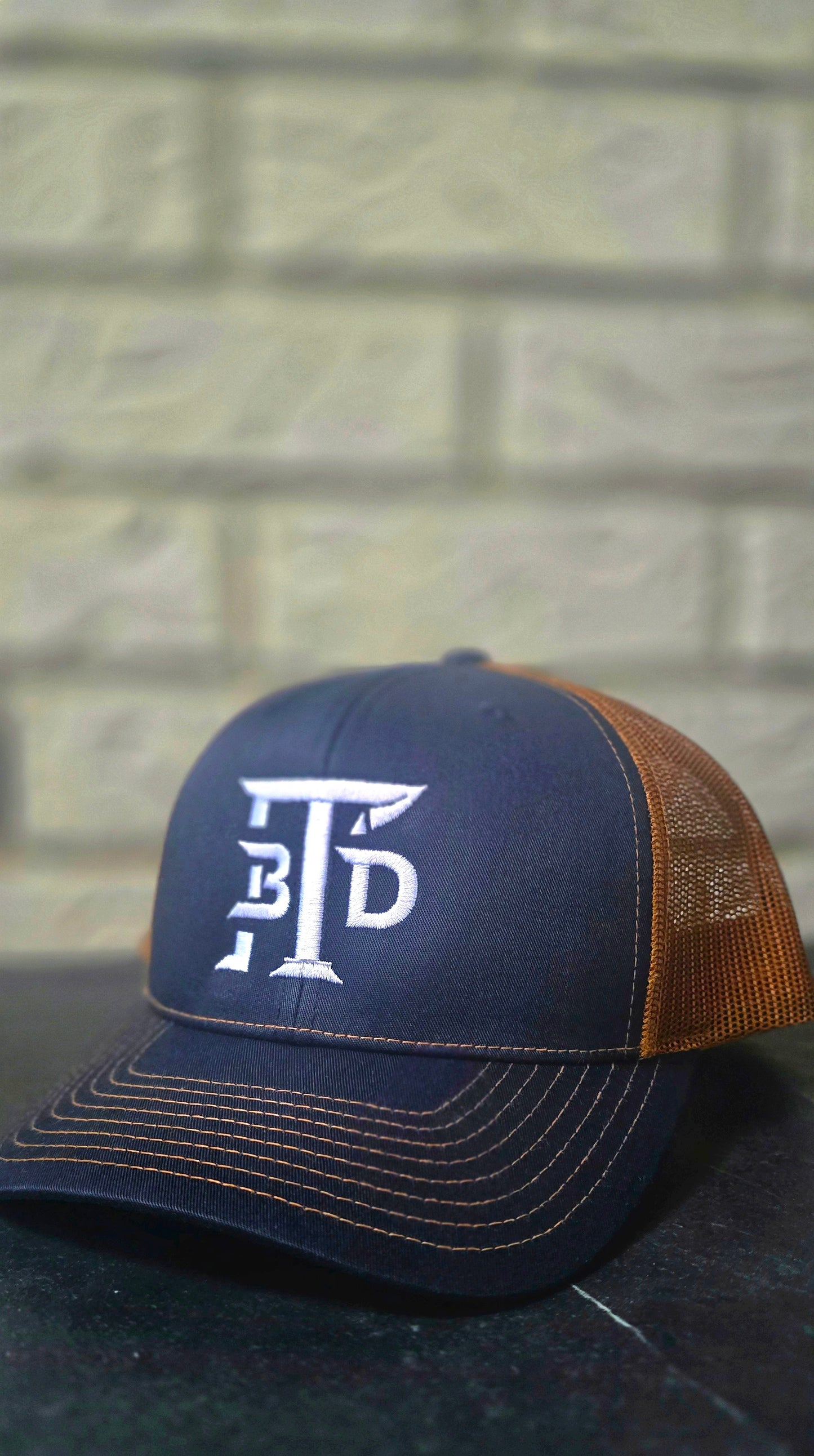 Team Dirt Bag Snapback Trucker Hat – Navy/Caramel