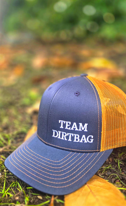 Team Dirt Bag Snapback Trucker Hat – Navy/Caramel with New TDB Logo