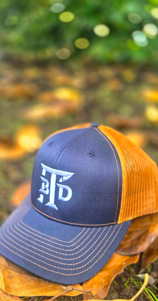 Team Dirt Bag Snapback Trucker Hat – Navy/Caramel