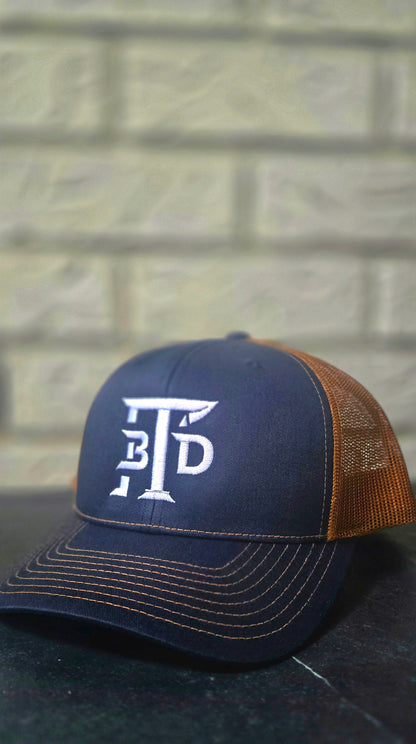 Team Dirt Bag Snapback Trucker Hat – Navy/Caramel